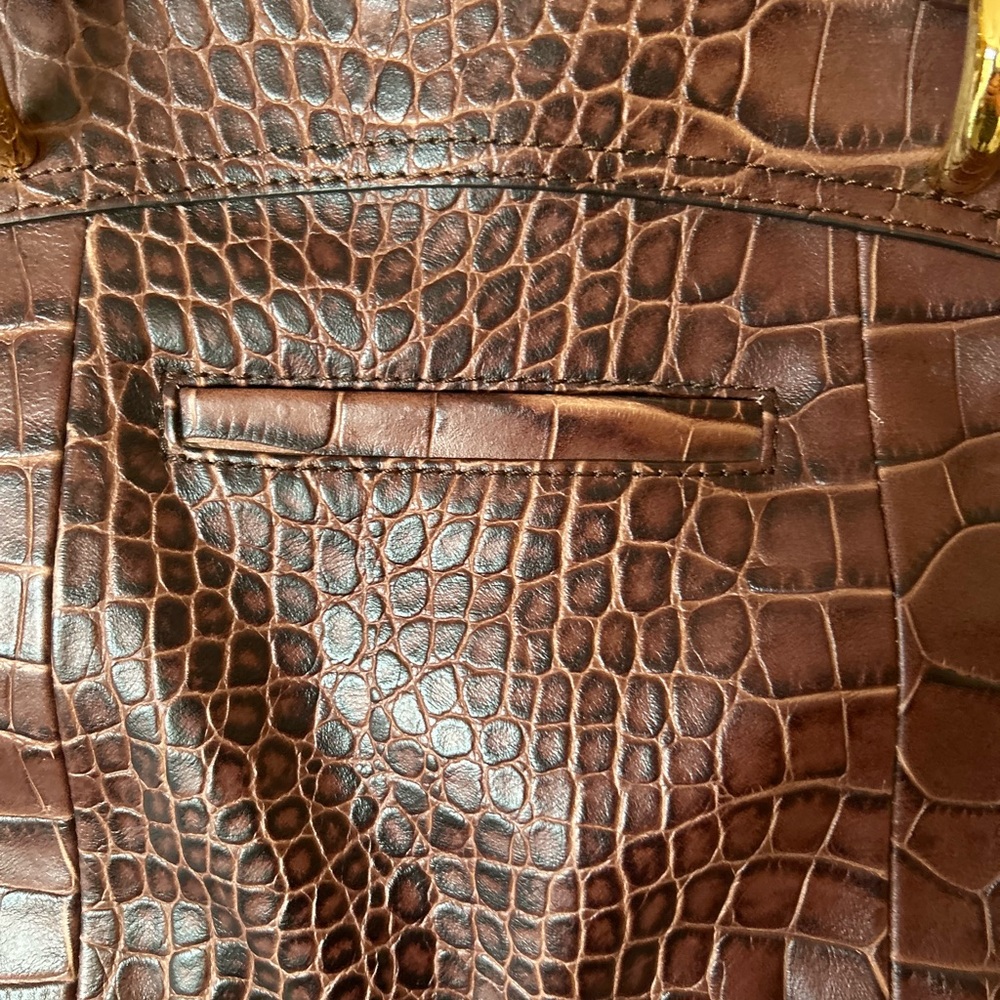 B Makowsky Leather Crocodile Pattern Satchel Purse - image 4